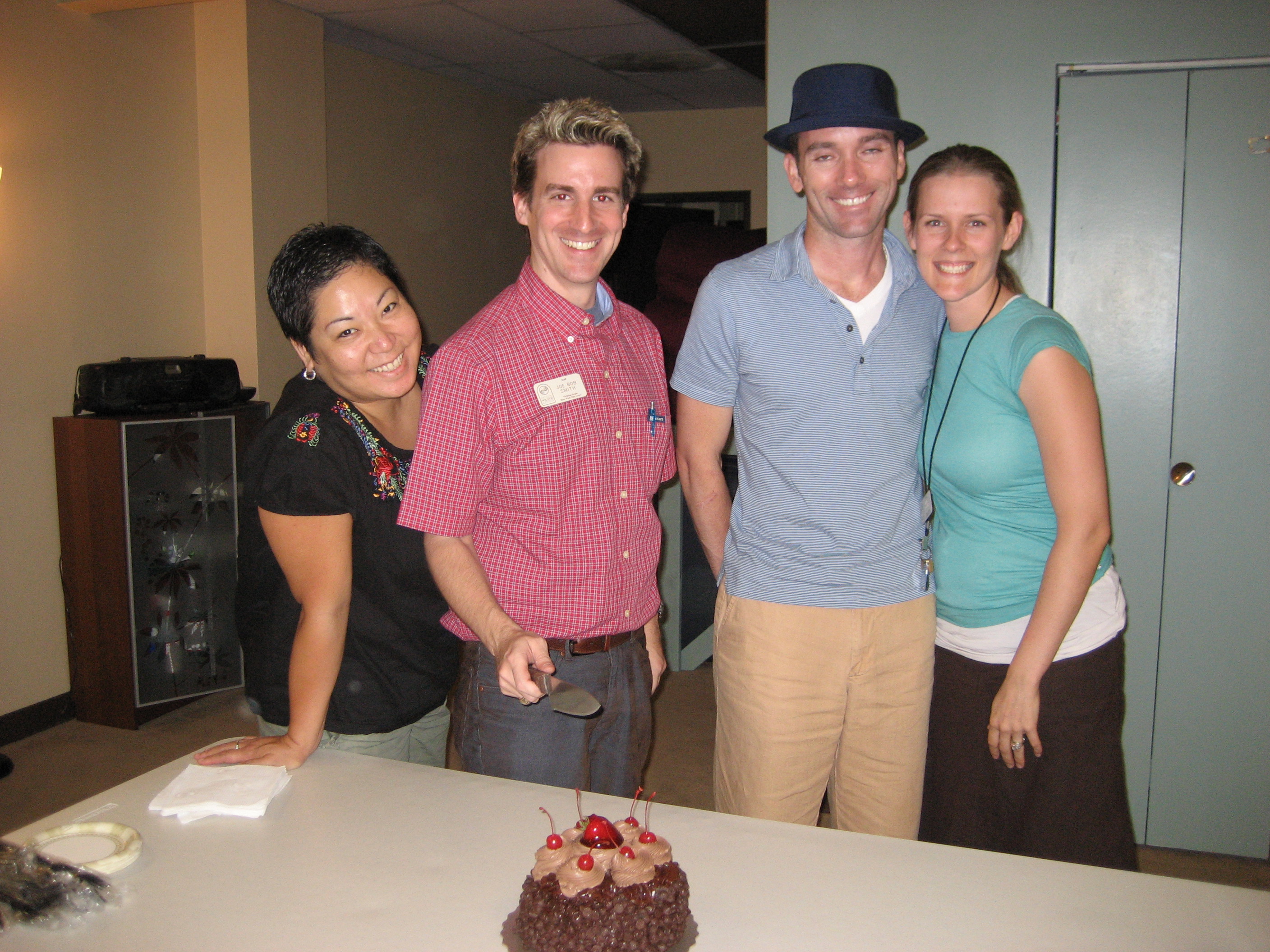 Amy's Last Day Jan, Joe Bob, John & Amy share one last chocolate cake!